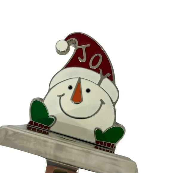 Vintage 7 in. Lacquer Stocking Hanger Set Santa Snowman - Picture 5 of 6